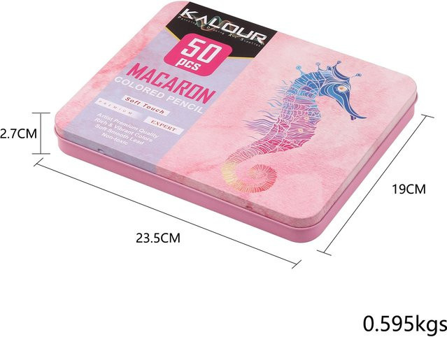 Binchi Cultural Supplies Macaron Buntstift-Set mit 50 weichen Pastell-Zeichenstiften in Weiß und Pink für Schule und Kunst - Bild 1