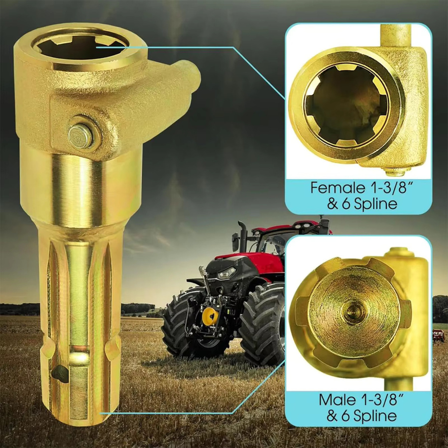 KKMOON PTO-Adapter Weiblich 1 3/8 Zoll mit 6 Spline-Stecker für Traktoren bis 70 PS in Gold - Bild 3