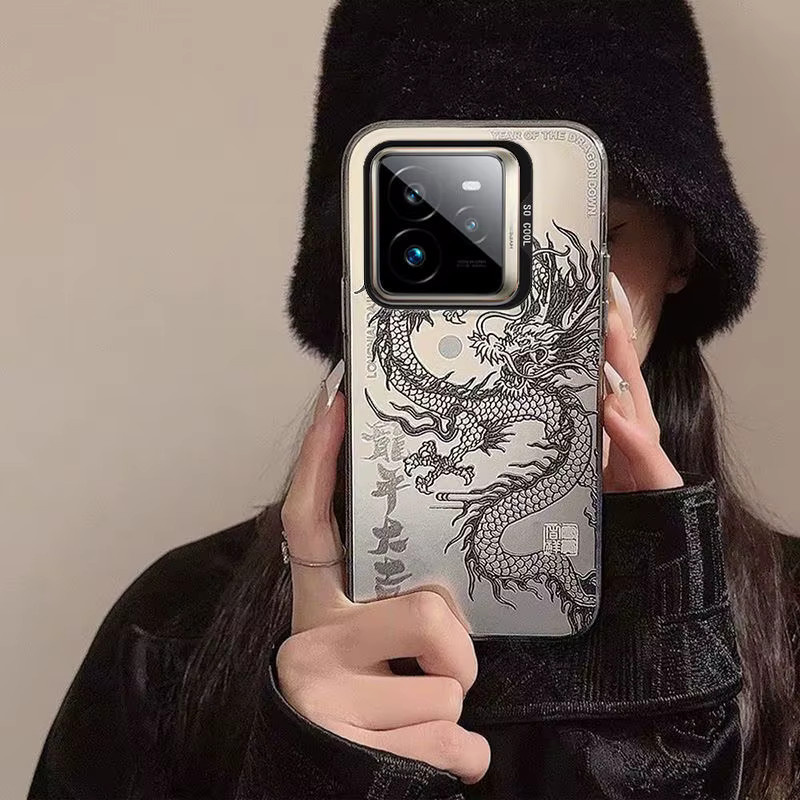 Stoßfeste TPU Schutzhülle mit Drachen-Design für OPPO und Realme in Silber - Bild 3