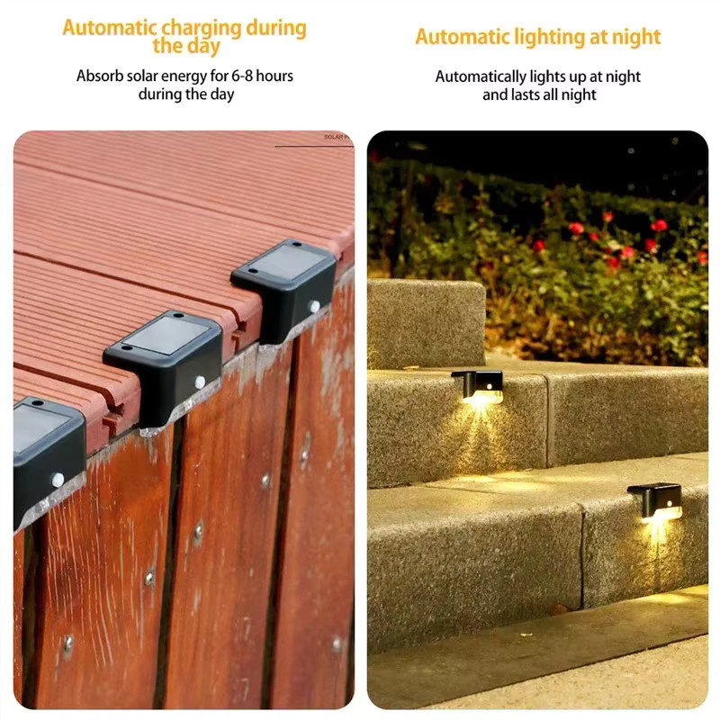 NEWBIRTH LED Solar-Stufenleuchten in Schwarz mit warmweißem Licht, wasserdichte Gartenbeleuchtung für Balkon, Terrasse, Treppen und Zaun - Bild 3