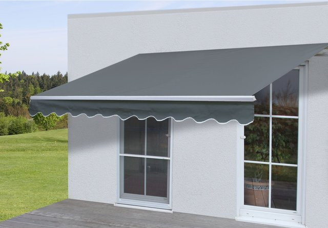Alu-Gelenkarmmarkise MCW-E31 Sonnenschutz aus Acryl in Grau, B x H: 3 x 2,5 m - Bild 1