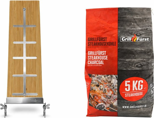 Grillfürst Flammlachs Starter-Set mit Flammlachsbrett und 5 kg Steakhouse Grillkohle - Bild 1