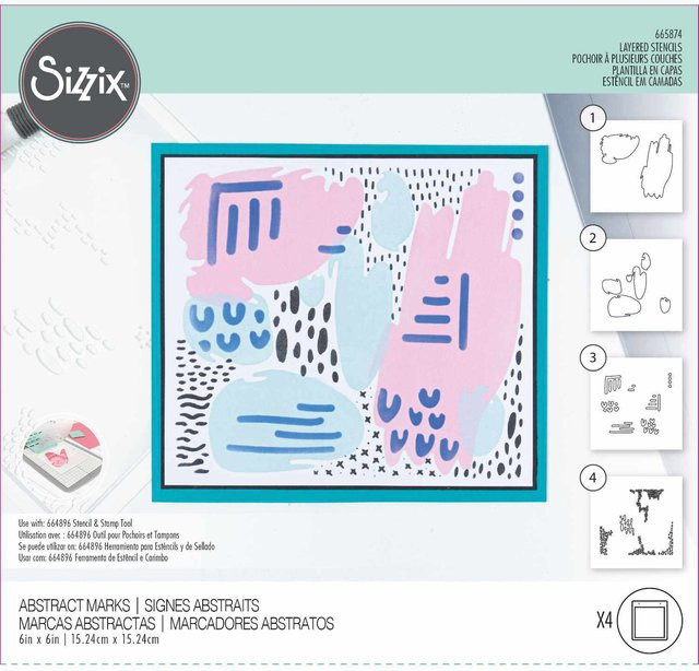 Sizzix Layered Stencils Abstract Marks by Lisa - Bild 1
