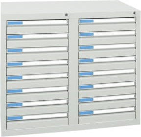 Stumpf Schubladenschrank Serie ESTA aus Metall mit 16 Schubladen in Lichtgrau und abschließbaren Fächern - Bild 1