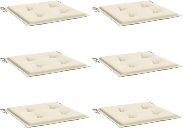 6er Set vidaXL Gartenstuhl-Kissen in Creme, wasserabweisend und atmungsaktiv aus Oxford-Gewebe, B/B/H: 50 x 50 x 4 cm - Bild 1