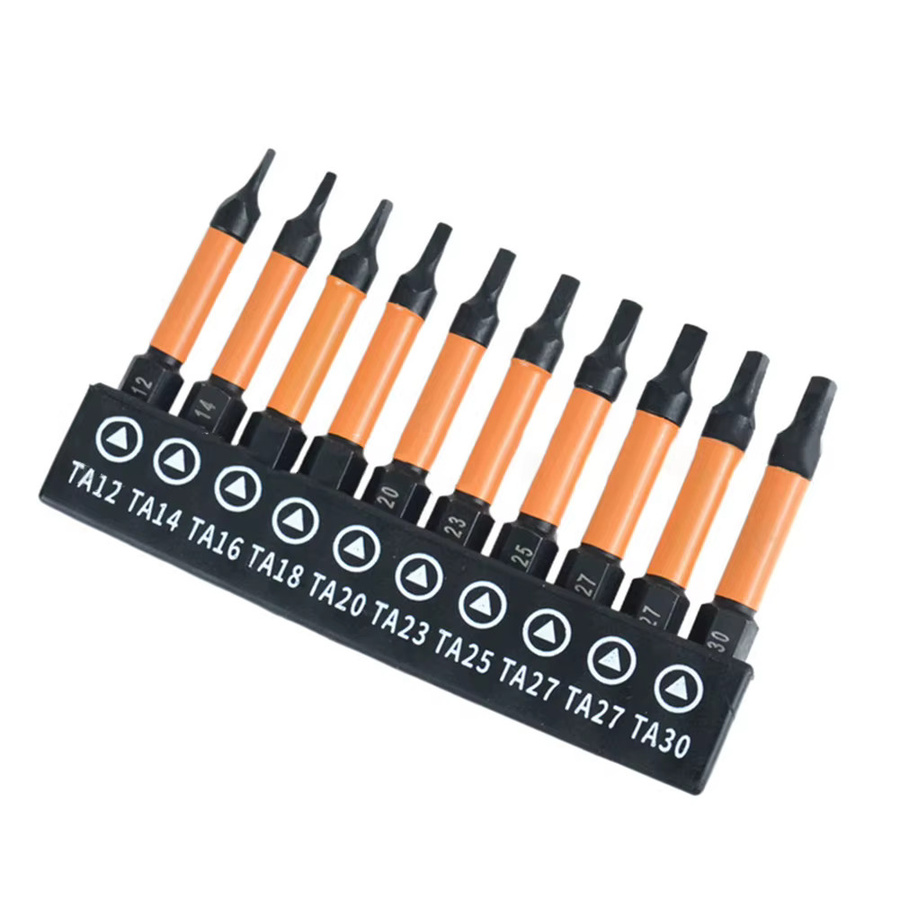 DAZZLEEX 10er Set Magnetische Dreieckige Schraubenbits aus Edelstahl in Orange mit Sechskantschaft und Anti-Slip-Funktion TA12-TA30 - Bild 3