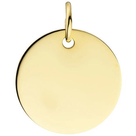 Colfem Anhänger Gravurplatte rund, 585 Gelbgold, Unisex - Bild 1