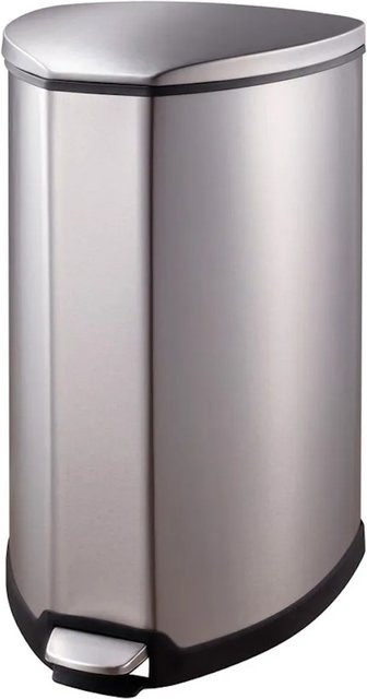 PROREGAL Dreieckiger Treteimer mit Kunststoff-Inneneimer und gedämpft schließendem Deckel, Silber, H x B x T: 65 x 36 x 37 cm - Bild 1