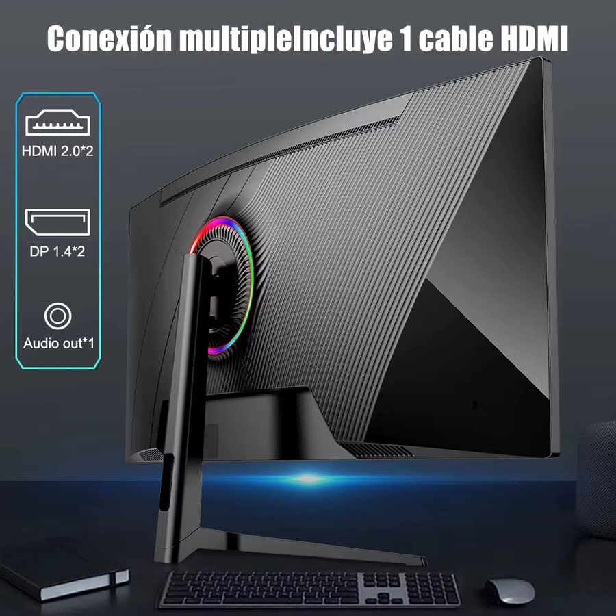 FYHXele Curved Gaming Monitor 34 Zoll UWQHD 165Hz 1ms 1500R Ultra Wide Display in Schwarz - Bild 5