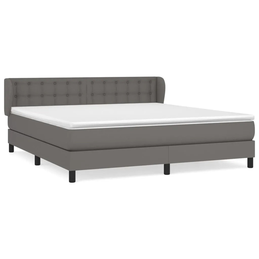 vidaXL Boxspringbett mit Matratze in Grau aus Kunstleder, Hybridbett mit Taschenfederkern, B/T: 160 x 200 cm - Bild 2
