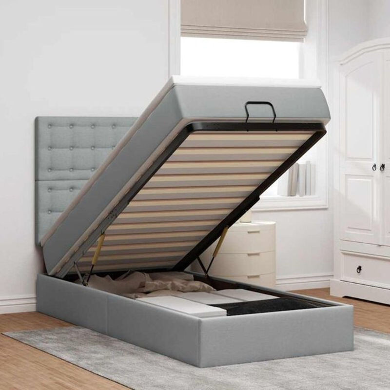 vidaxl Polsterbett Ottomane mit Matratze und LED in Grau, B/T/H: 80 x 200 x 118 cm - Bild 1