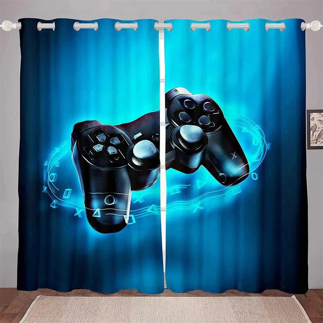 Yiran Furniture Verdunkelungsvorhang Spiel-Controller Design Schwarz B: 55 cm, H: 120 cm - Bild 1