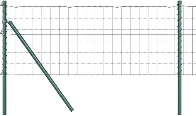 vidaXL Zaun mit Pfosten Grün aus Stahl und PVC, Höhe: 0,8 m, Länge: 25 m - Bild 1