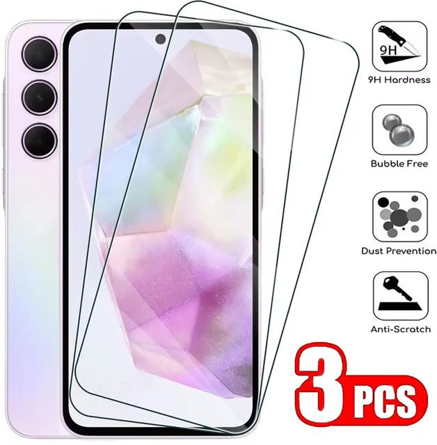 3er-Pack Displayschutzfolie aus gehärtetem Glas für Samsung Galaxy A26 A06 A17 A36 A56 M07 M16 F16 F17 Wide, transparent - Bild 1