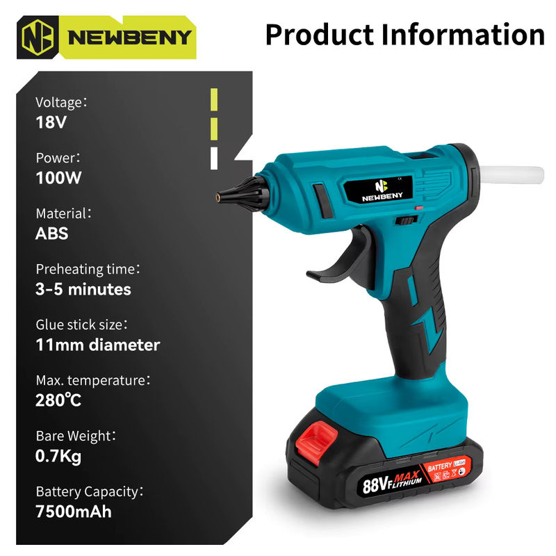 NewBeny Elektrische Heißklebepistole mit 10 Klebesticks, Tragbares Akku-Reparaturwerkzeug für Makita-Akkus, Blau - Bild 6