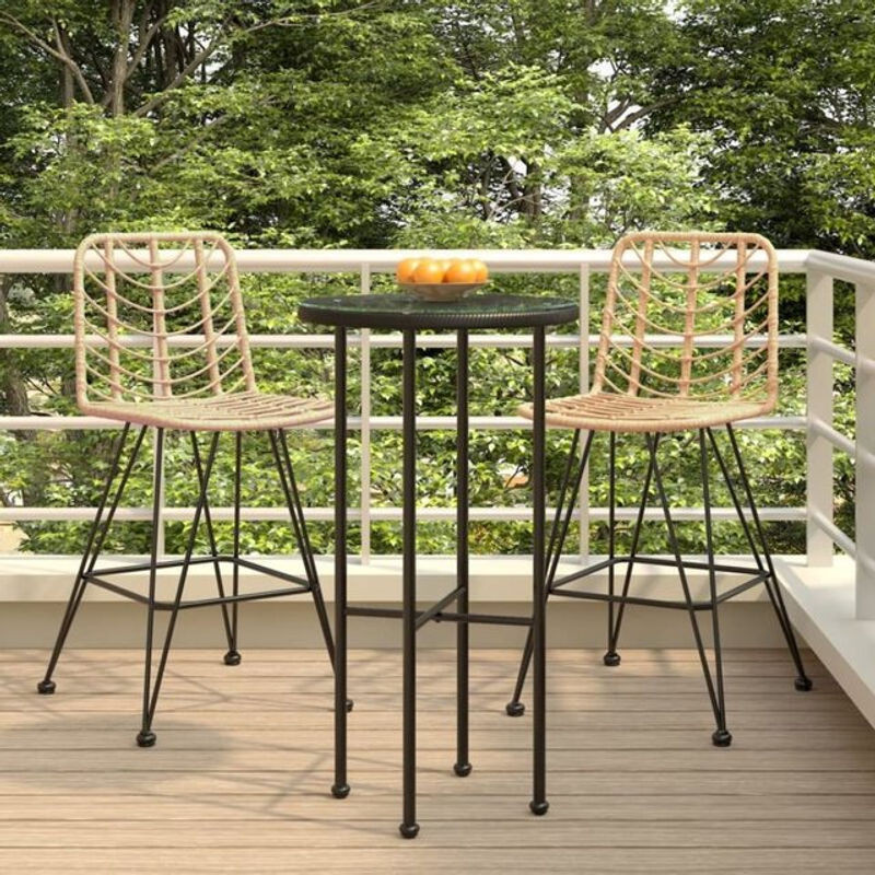 Vidaxl Barhocker 2er Set aus Polyrattan und Stahl in Schwarz, B/T/H: 45 x 56 x 103,5 cm - Bild 1