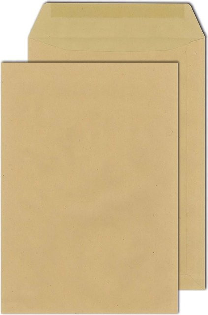 HTI-Living Versandtasche ohne Fenster aus Papier, nassklebend, DIN E4, Natron braun, 250 Stück - Bild 1