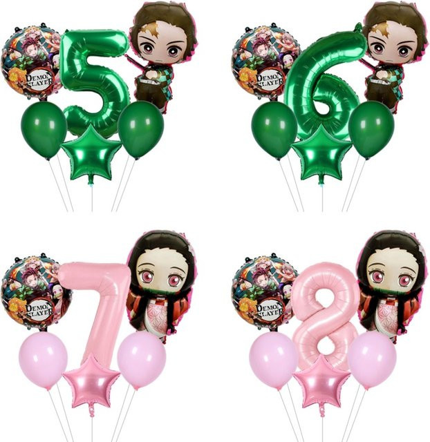 Bandai Demon Slayer Party-Set mit Tanjiro und Nezuko Kamado Aluminiumballons in Multicolour für Kindergeburtstage und Dekorationen - Bild 1