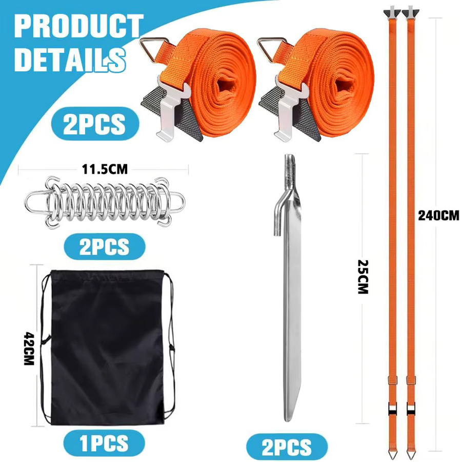 2-in-1 Storm Band Straps Tie Down Kits zur Spannung für Thule, Fiamma und Dometic Markisen in Orange - Bild 2