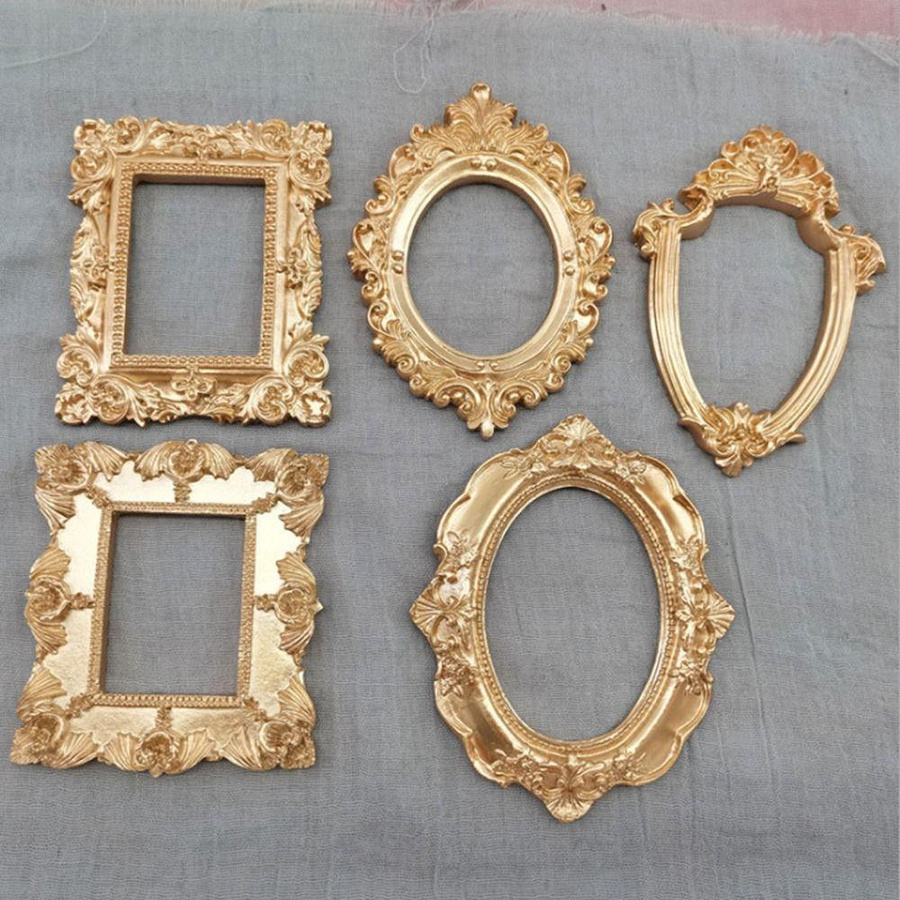 Dekorativer Retro-Bilderrahmen im viktorianischen Stil von Yiran Furniture, Gold, Rechteck, aus Harz - Bild 1