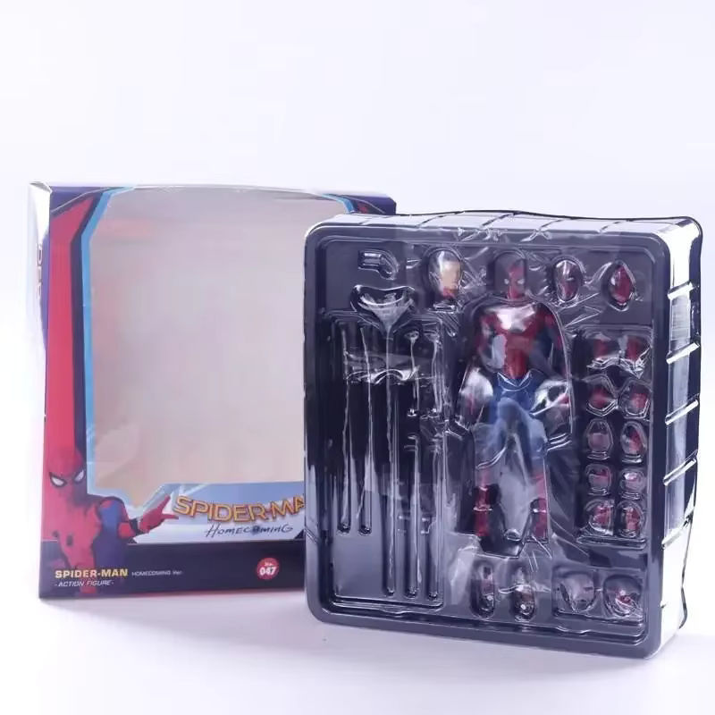 Bandai Marvel Avengers Spiderman Homecoming Actionfigur mit wechselbarem Gesicht in Rot aus Kunststoff - Bild 6
