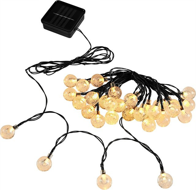 Solar-Lichterkette Schneebälle von viva domo in Schwarz und Transparent mit warmweißem LED-Licht - Bild 1