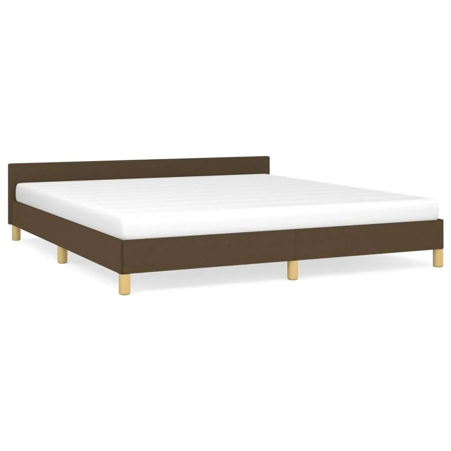 vidaXL Bettgestell mit Kopfteil in Dunkelbraun aus Stoff, B/T/H: 160 x 200 x 163 cm - Bild 2