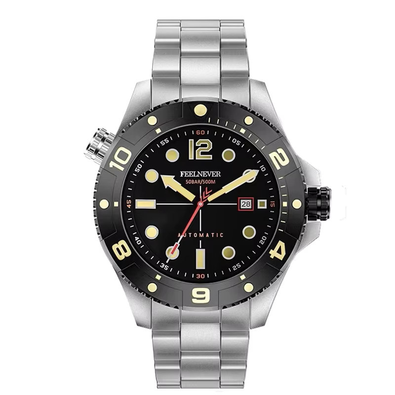 FeelNever Armbanduhr Automatik, Edelstahl, Schwarz, Saphirglas, Herren - Bild 6