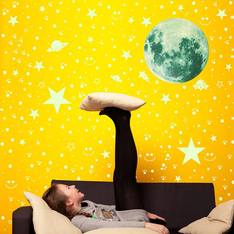 ASDA3 Leuchtende 947-teilige Mond-Sterne Wandaufkleber in Blau zur Decken- und Wanddekoration für das Kinderzimmer - Bild 4