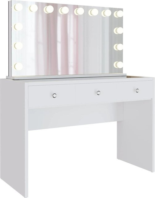 DELUKE Schminktisch LILLE in Weiß mit LED-Beleuchtung und Spiegel, B/T/H: 120 x 50 x 144 cm - Bild 1