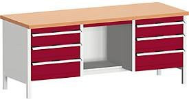 Kastenwerkbank cubio KW-2078-2.9 in Rot, B: 200 cm, H: 75 cm, T: 60 cm - Bild 1