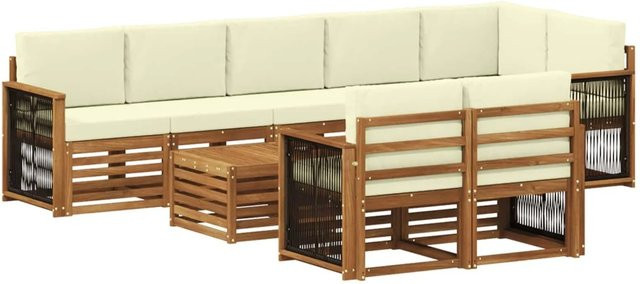 vidaXL Sofagarnitur aus Massivholz Akazie in Braun mit modernem Latten-Design - Bild 1