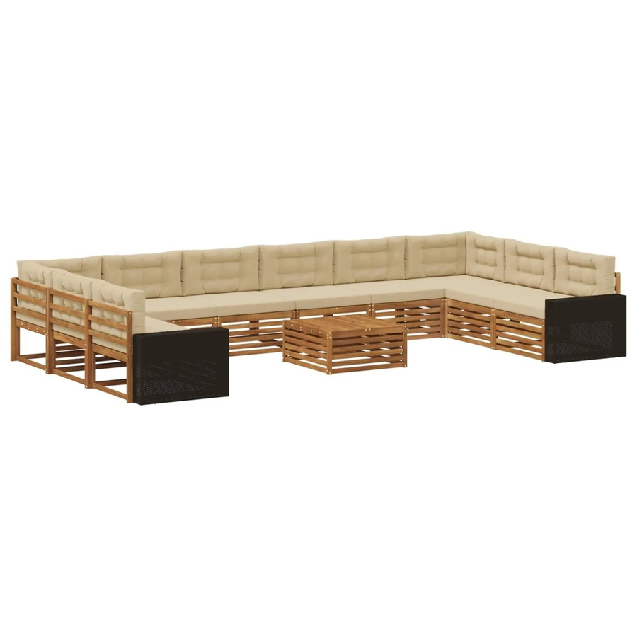 vidaXL Sofagarnitur aus Massivholz Akazie mit 11 Kissen in Natur-Beige - Bild 2