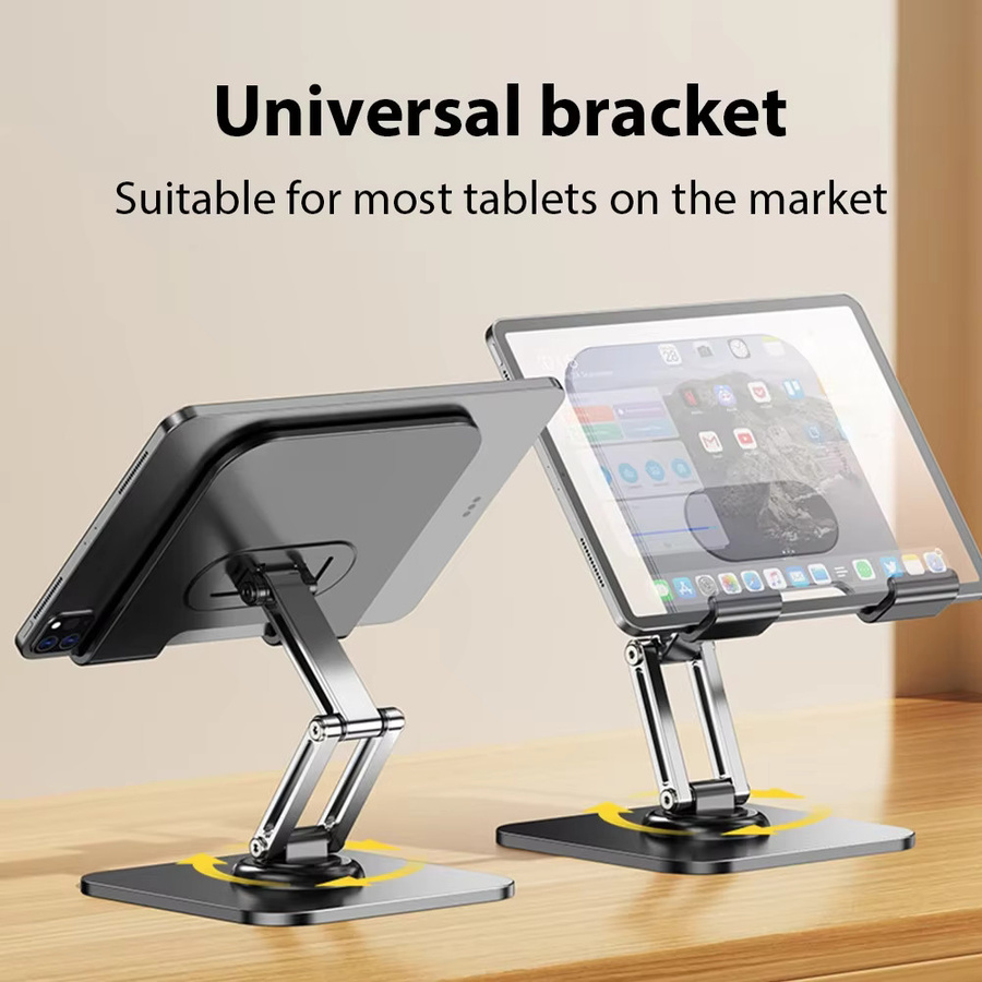 Tablet-Halterung aus Kohlenstoffstahl in Schwarz mit 360-Grad-Drehfunktion für iPad Pro, Air, Mini und Smartphones von 4 bis 15 Zoll - Bild 2