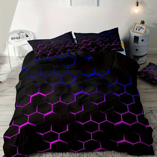 Lodestar Bettwäsche-Set Aqua Bunte Geometrie aus Mikrofaser mit Kissenbezug, Blau Multicolour Schwarz, B/H: 135 x 200 cm - Bild 1