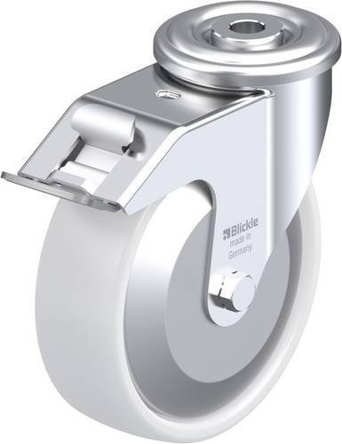 Blickle Lenkrolle LER-PPN 125R-FI-FA mit Feststeller in Silber und Weiß, Rad-Durchmesser: 125 mm, Tragfähigkeit: 150 kg - Bild 1