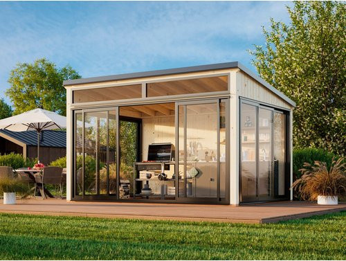 Palmako Holz-Gartenhaus Saga Slide Pultdach aus Fichte in Natur mit modernem Design B: 420 cm, T: 297 cm, H: 210 cm - Bild 3
