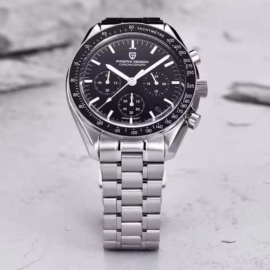 Pagani Design Chronograph, Edelstahl, Schwarz, Quarz, Herren - Bild 3