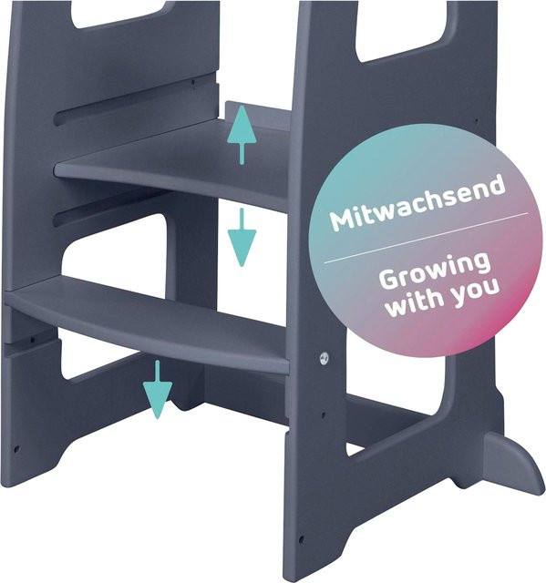 Babybay Lernturm Littlefoot in Grau aus Buchenholz - Bild 1