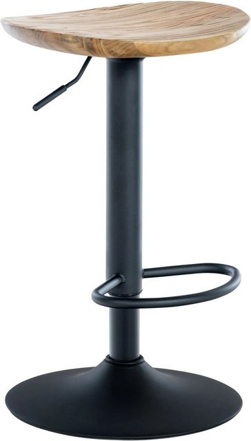 DELUKE Barhocker SABU höhenverstellbar aus Massivholz und Metall in Natur, B/T/H: 41 x 38,5 x 56-80 cm - Bild 1