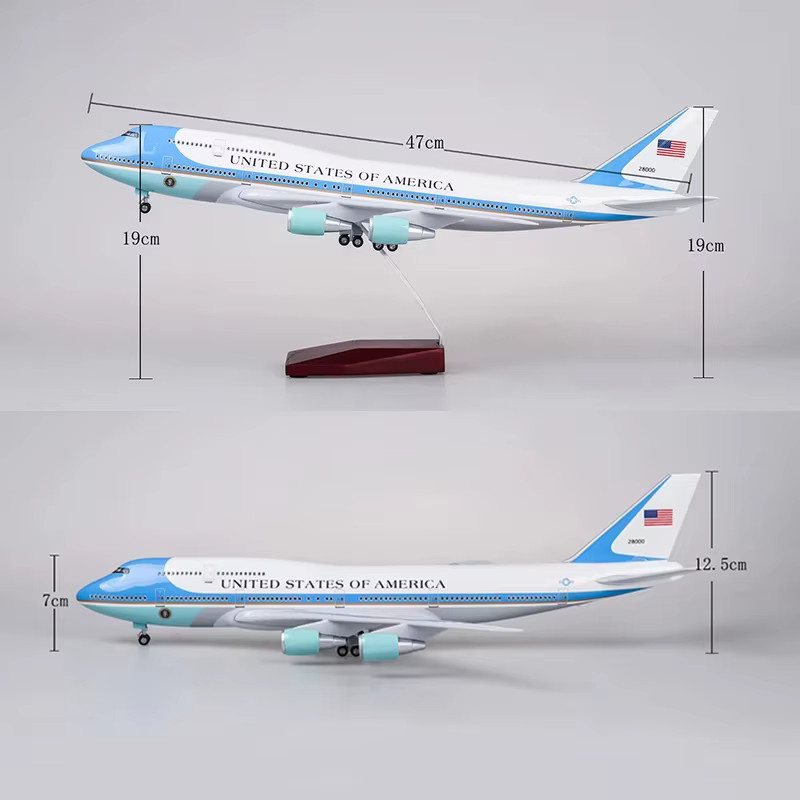 ZOCO Air Force One B747 Modellflugzeug aus Druckguss mit LED-Licht und Sound- oder Touch-Steuerung für Erwachsene - Bild 4