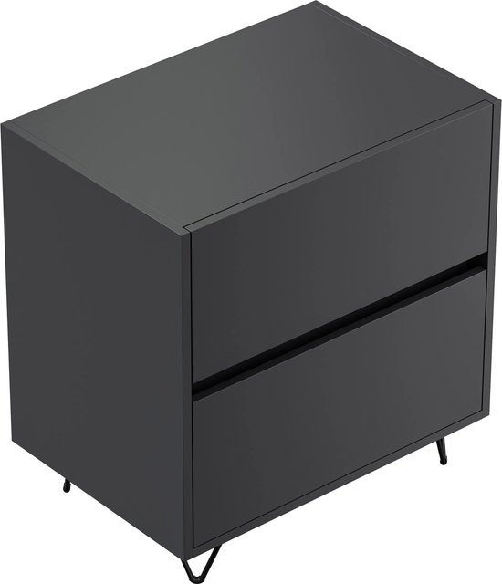 Posseik Nachttisch Industrial mit 2 Schubladen in Grafit, B/T/H: 60 x 42 x 65 cm - Bild 1