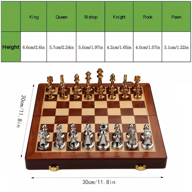 Yernea Schachbrett-Set, Holz, Metall, Strategiespiel - Bild 2