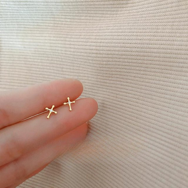 Lucky Star Jewelry Ohrstecker Kreuz, Gold, Zirkonia, Damen - Bild 1