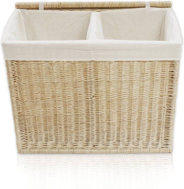 Lycce Wäschesortierer aus Weide mit 2 Fächern und Stoffeinsatz, Beige, 120 l - Bild 1