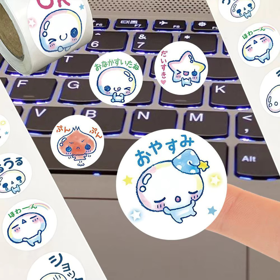 Keeppley Kawaii Bubble-Aufkleber-Rollen, Cartoon-Expressions-Graffiti-Aufkleber, multicolor - Bild 2