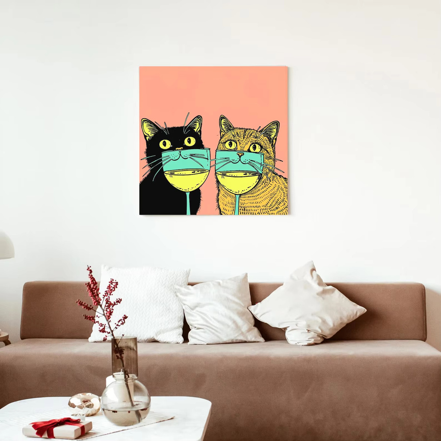 SHENCHEN Retro Cocktail Wandkunst Poster Schwarze Katze - Bild 3