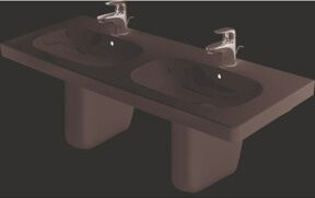 Duravit Doppelwaschtisch D-Code in Weiß mit Hahnloch und Überlauf, Breite: 120 cm, Tiefe: 49 cm - Bild 1