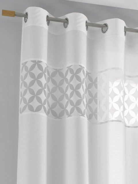 Dekostore Heine Home Vorhang mit Grafikprint in Weiß, semi-transparent, mit Ösen, 65% Baumwolle und 35% Polyester - Bild 1