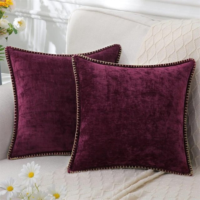 Homaxy Chenille Kissenbezug aus Samt in Lila, B/H: 50 x 50 cm - Bild 1